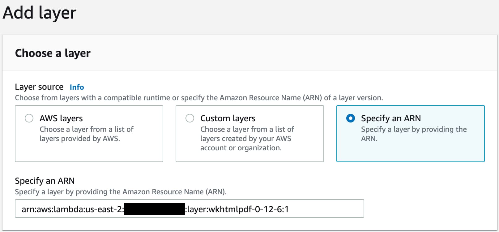 AWS Lambda add layer