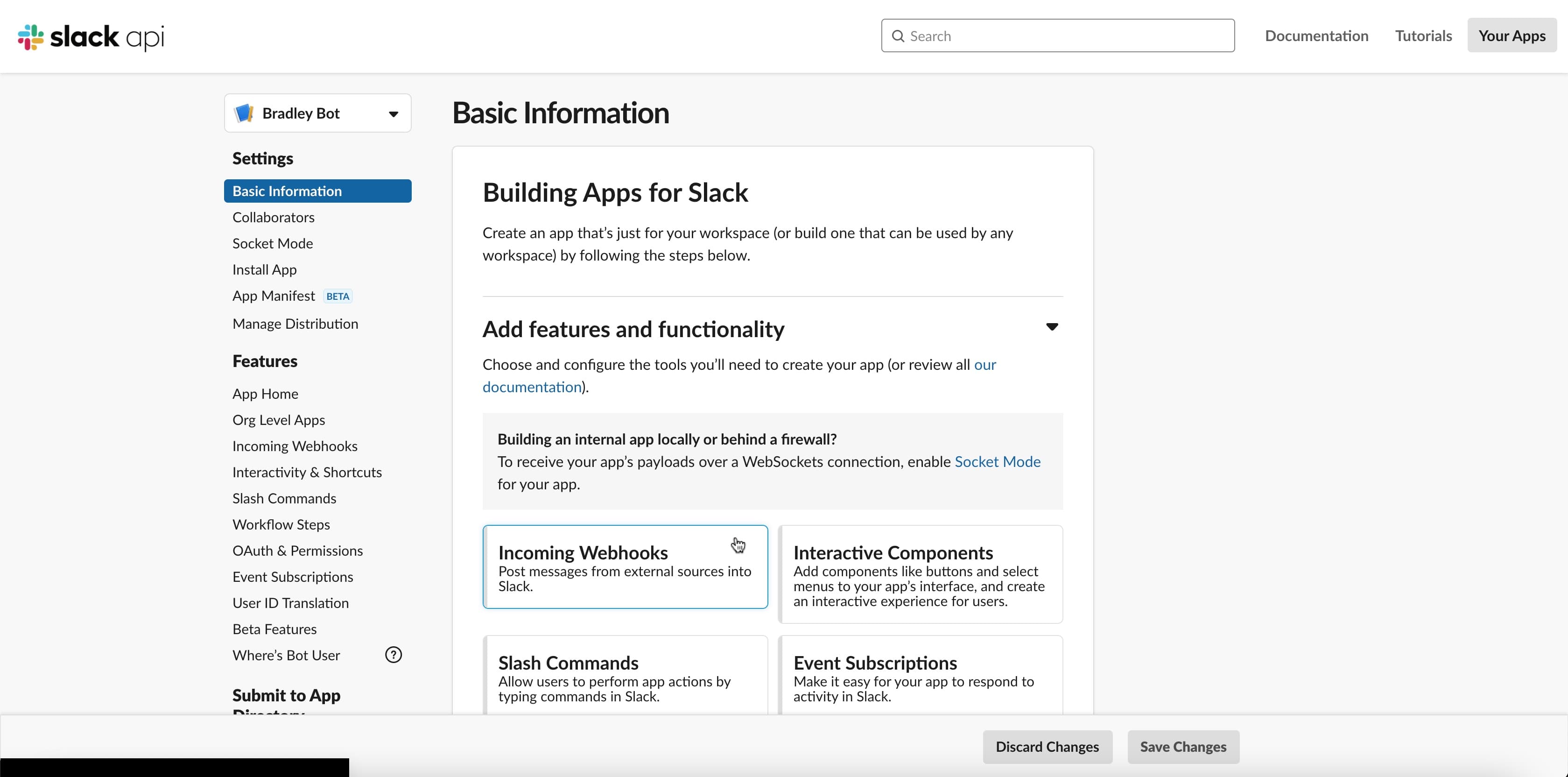 Enable incoming webhooks